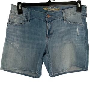 Old Navy Shorts Womens Sz 6 Distressed Boyfriend Style Button Pockets Blue Denim